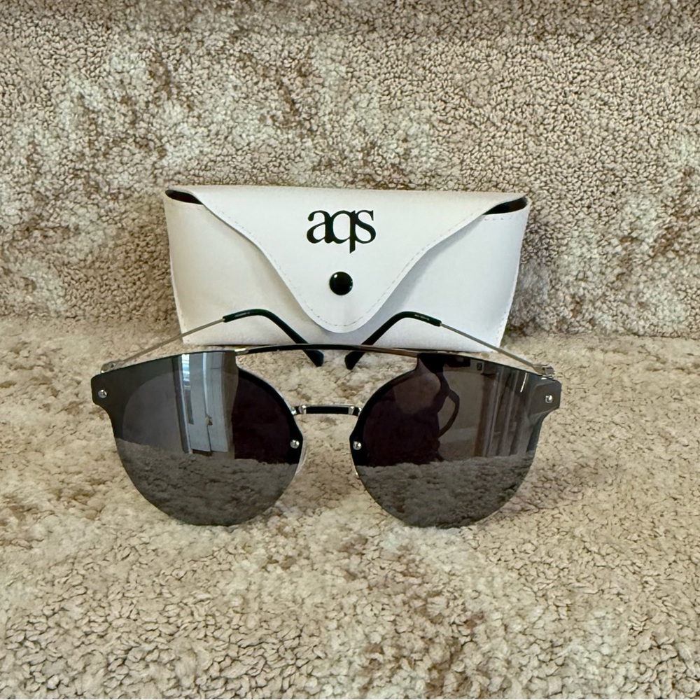 AQS Black Sunglasses with White Case